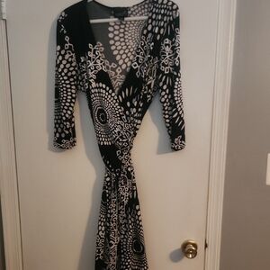Scarlett Black and White Wrap Dress with V-Neck
